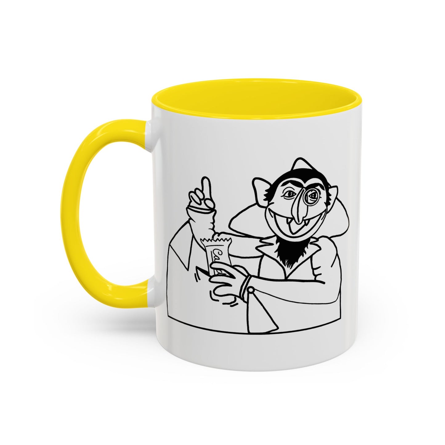 The Count Stealing Candy Outline Accent Mug - Sesame Street The Count Parody Coffee Mug