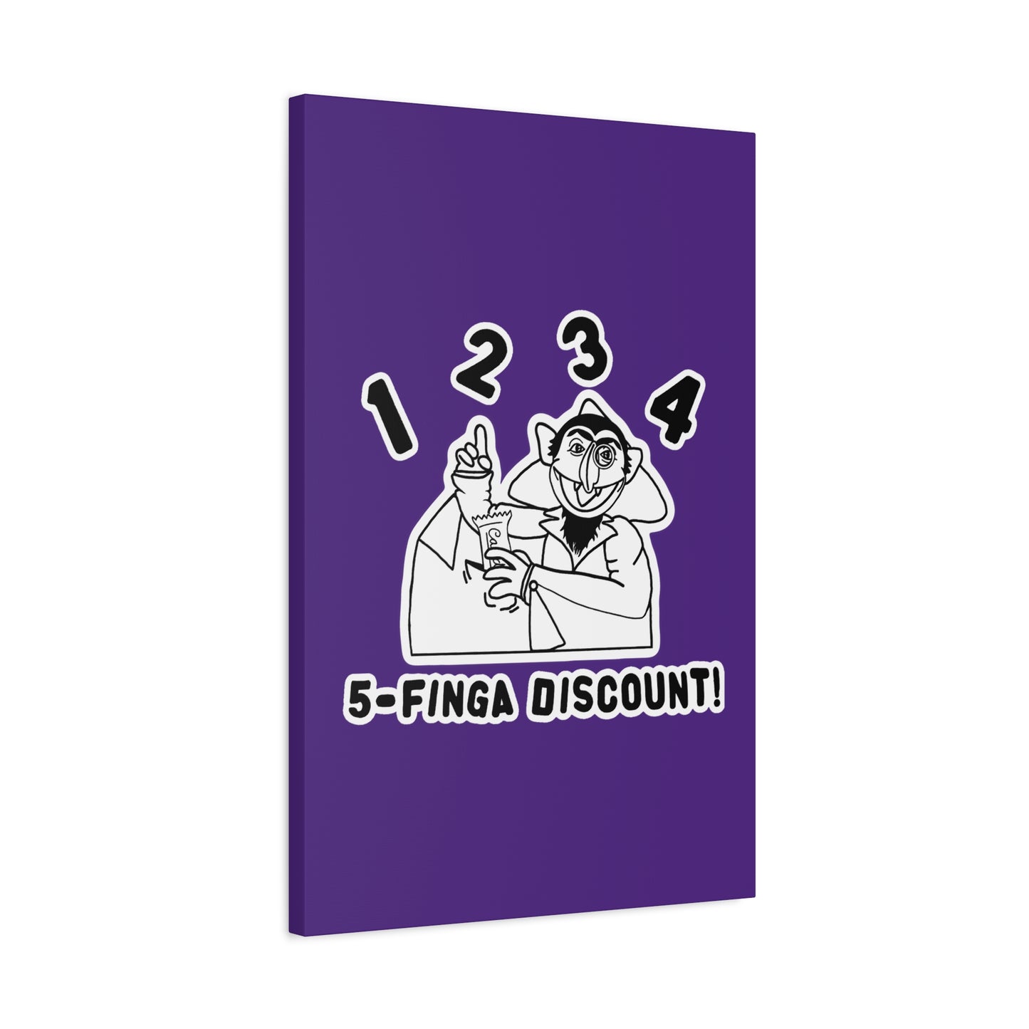 Five Finger Discount Outline Canvas Print Purple - Sesame Street The Count Parody Art Print