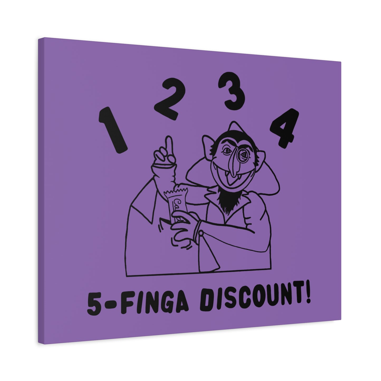 Five Finger Discount Outline Canvas Print Light Purple - Sesame Street The Count Parody Art Print