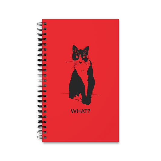 Cattitude Notebook in Red (Transparent Style Cat) - Cat Spiral Notebook