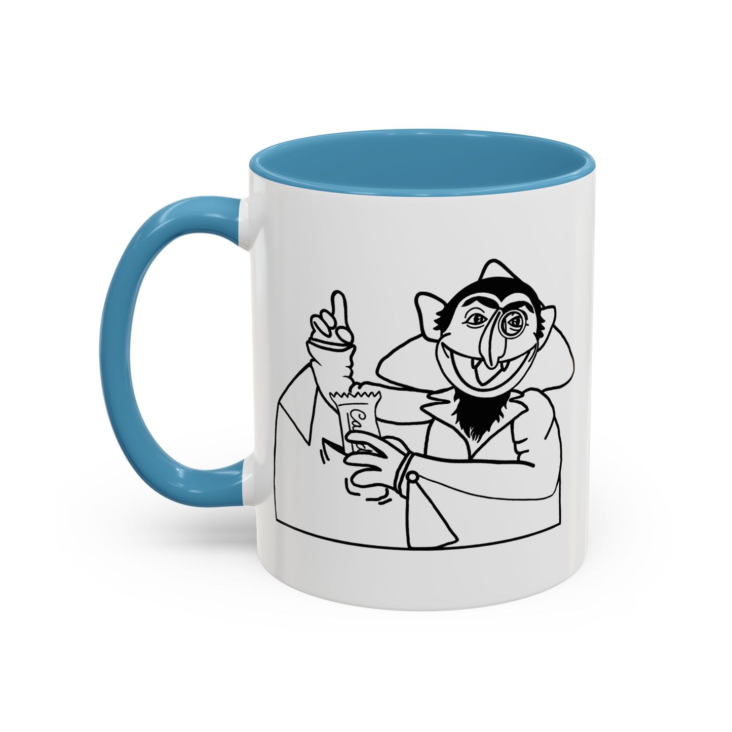 The Count Stealing Candy Outline Accent Mug - Sesame Street The Count Parody Coffee Mug