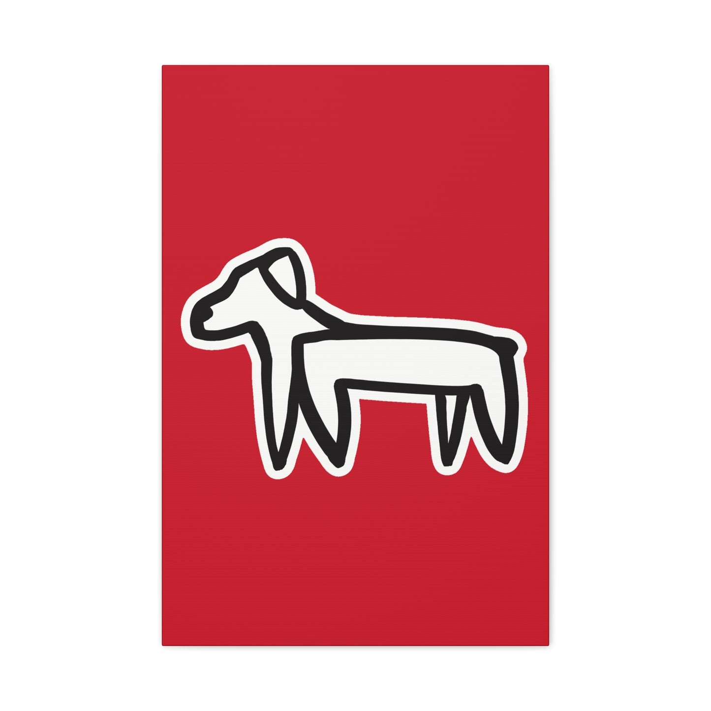 Dog Canvas Print on Red (Sticker Style White Dog) - Dog Art Print