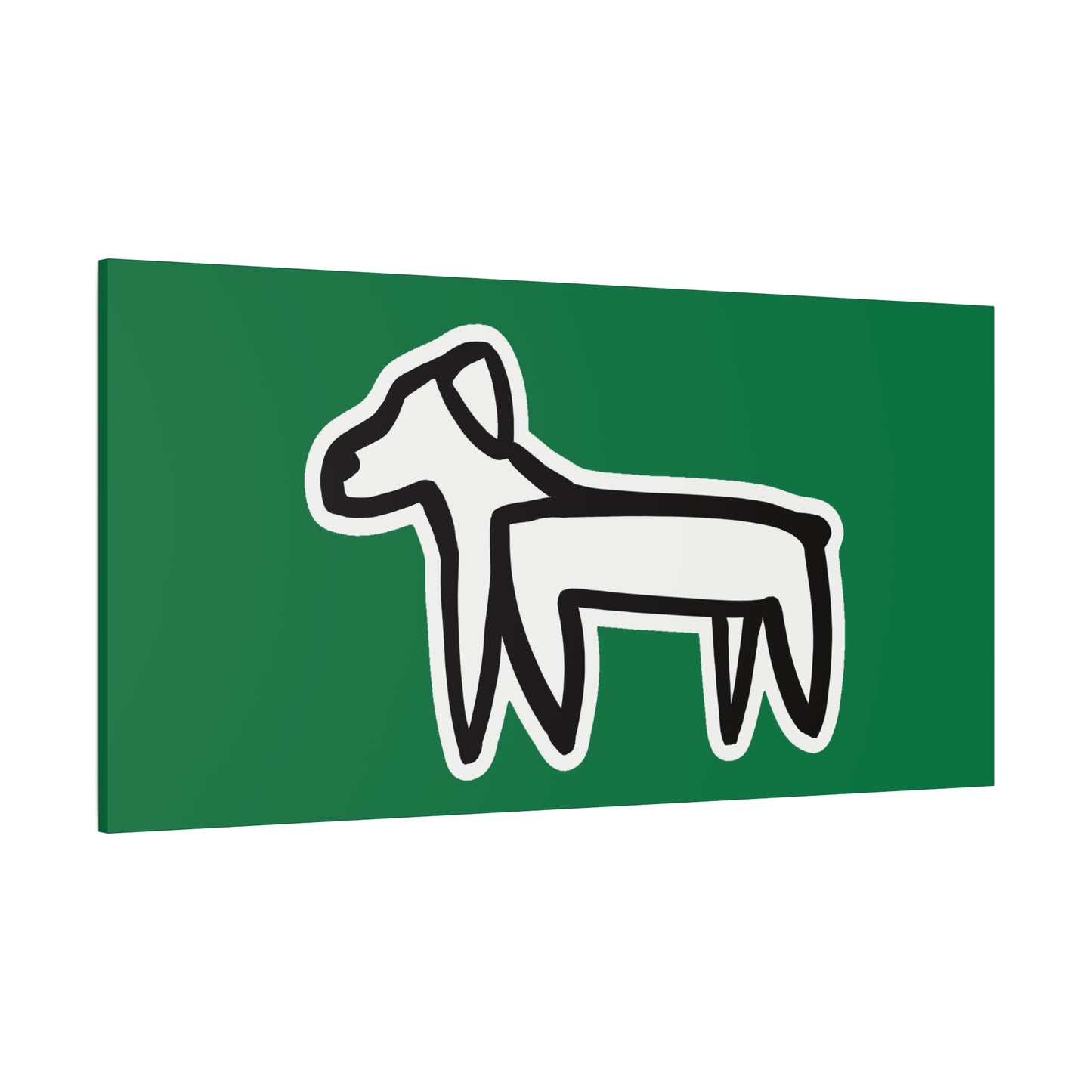 Dog Canvas Print on Green (Sticker Style White Dog) - Dog Art Print