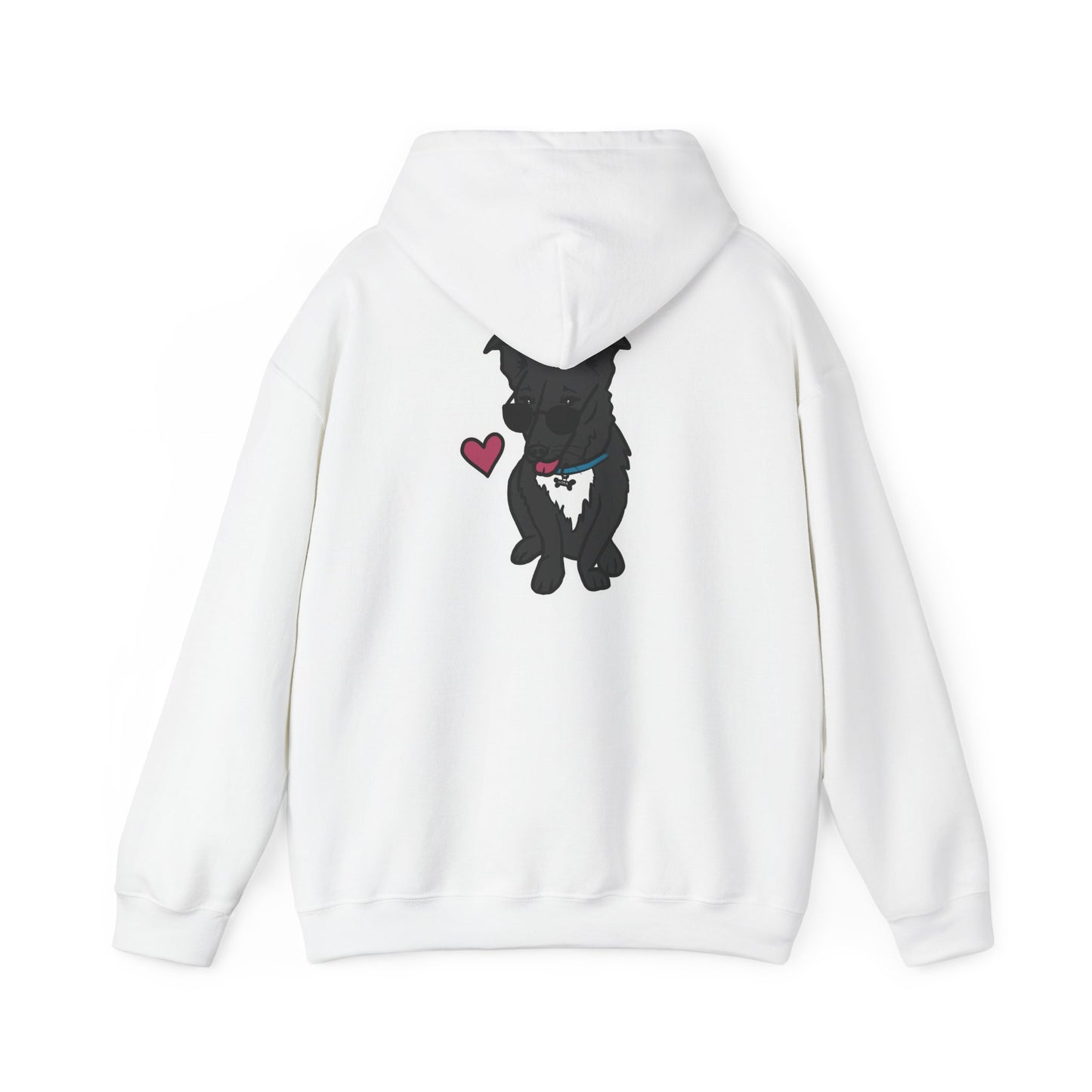 Nora the Dog Heart Hoodie Back Design (Sticker Style Nora) - Nora Hooded Sweatshirt
