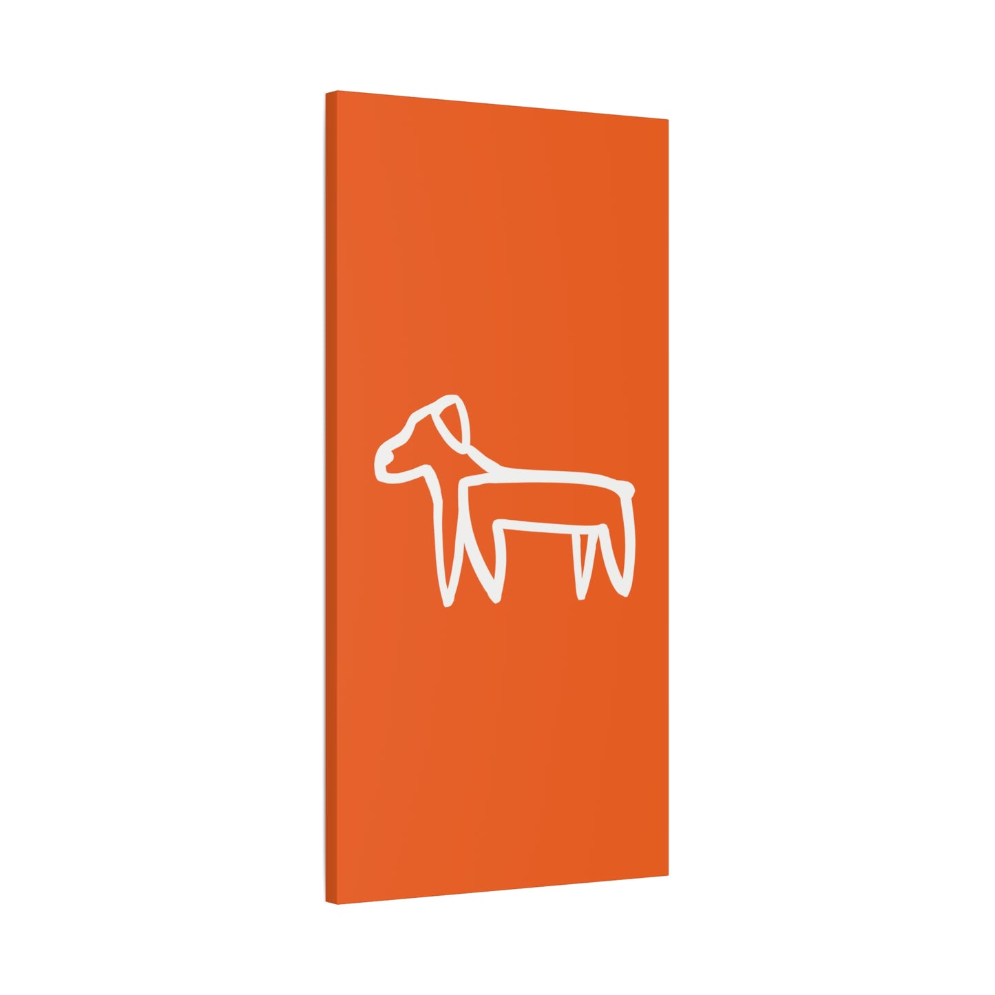 Dog Canvas Print on Orange (Transparent Style White Dog) - Dog Art Print