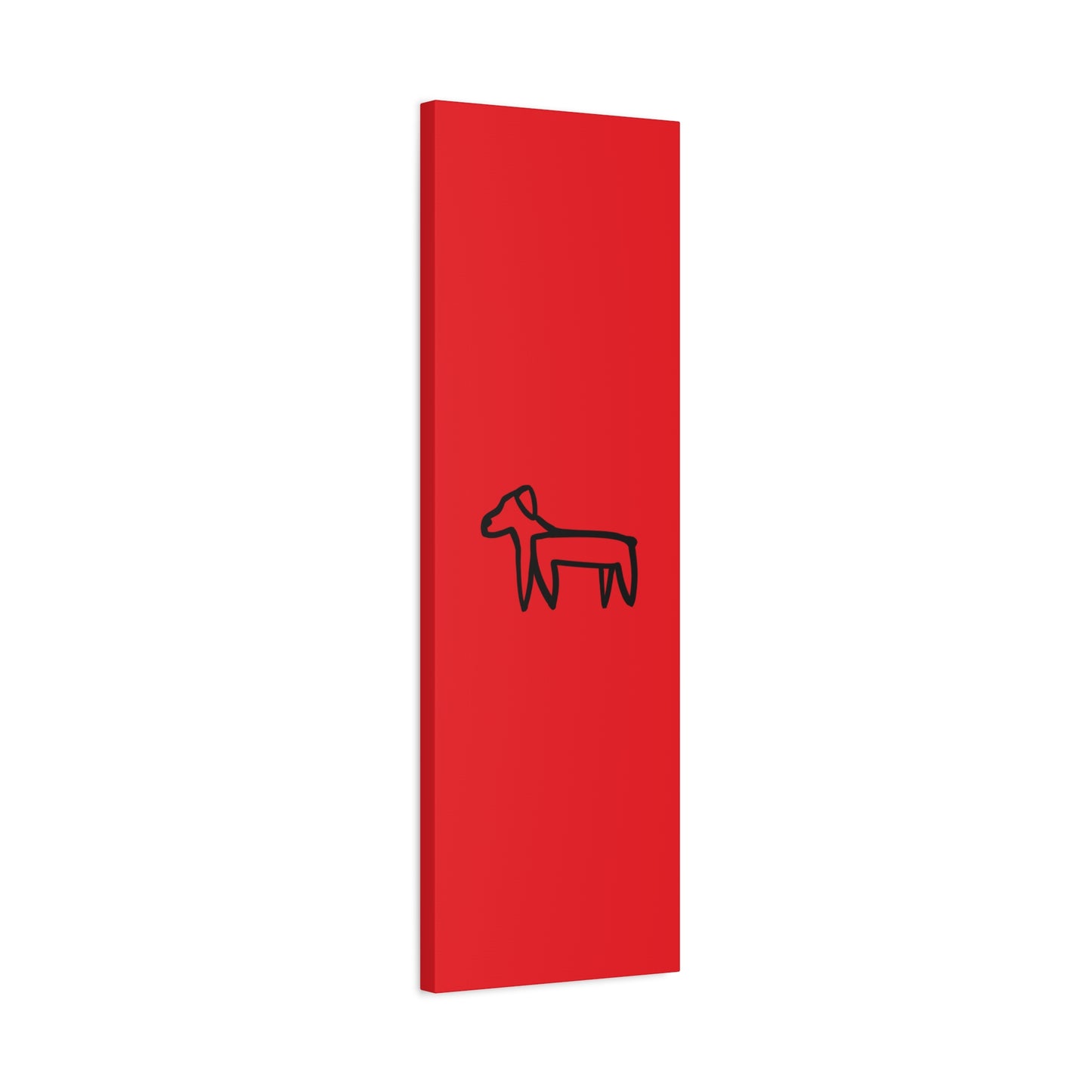Dog Canvas Print on Red (Transparent Style Black Dog) - Dog Drawing Canvas