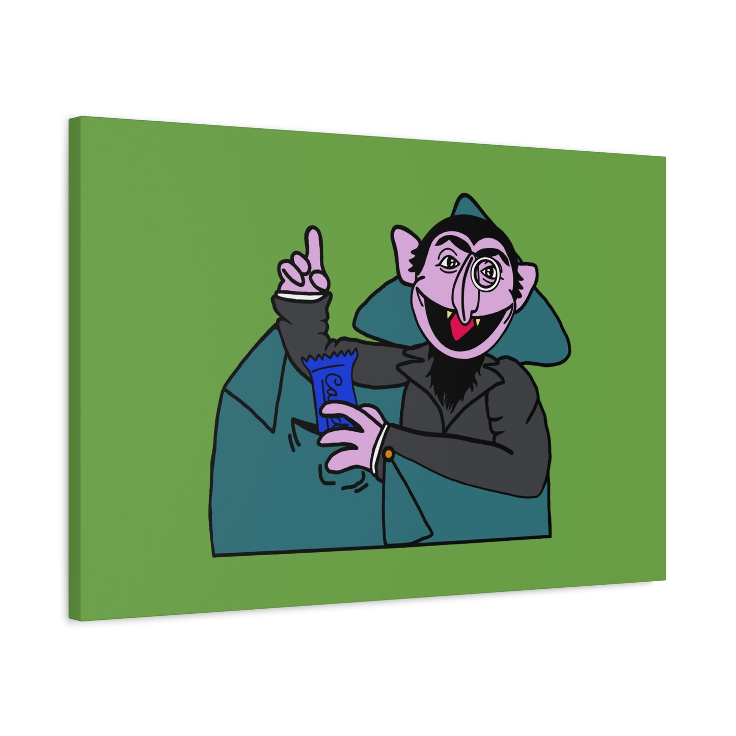 The Count Stealing Candy Canvas Print Green - Sesame Street The Count Parody Art