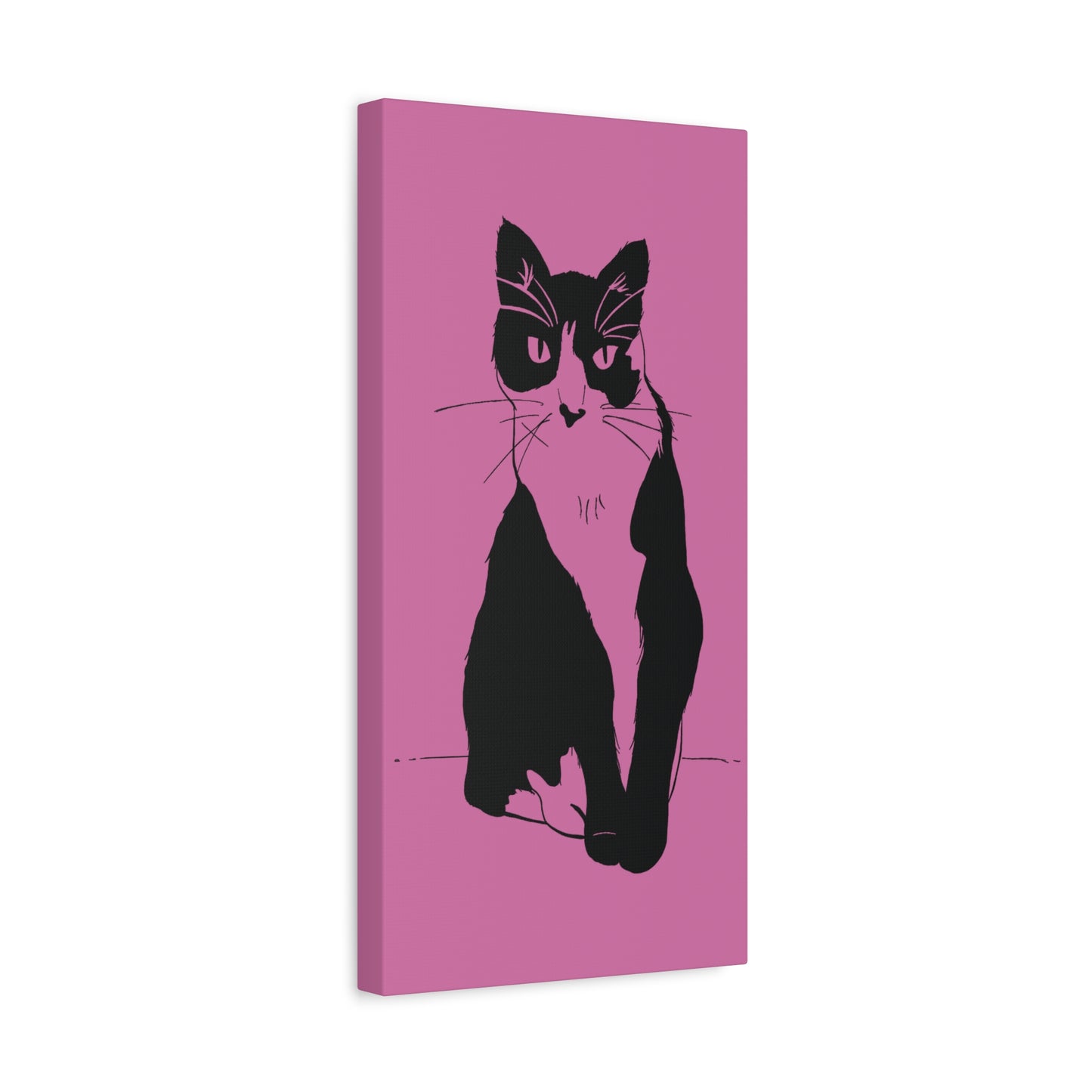 Cat Canvas Print on Pink (Transparent Style Cat) - Cat Drawing Art