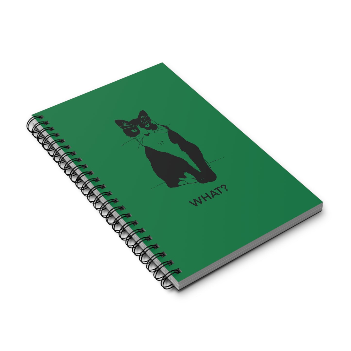 Cattitude Notebook in Dark Green (Transparent Style Cat) - Cat Spiral Notebook