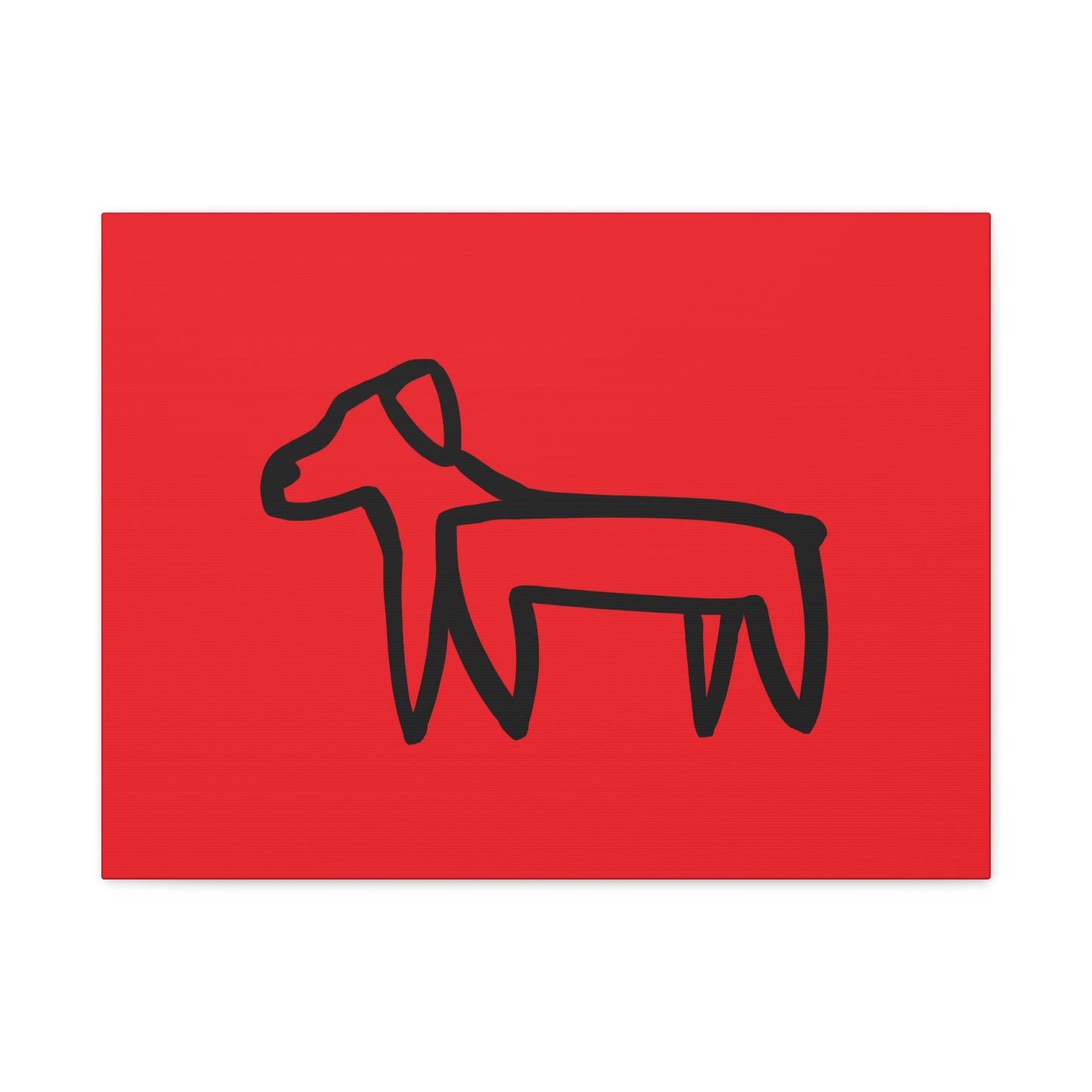 Dog Canvas Print on Red (Transparent Style Black Dog) - Dog Drawing Canvas