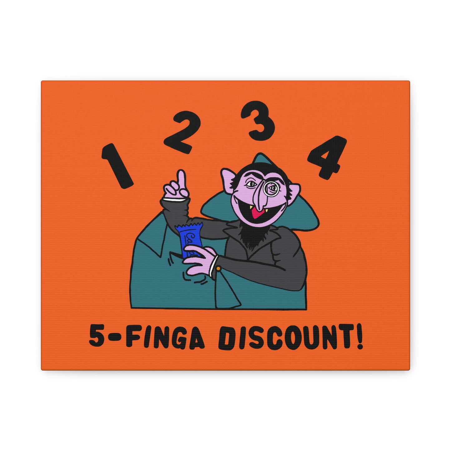 Five Finger Discount Canvas Print Orange - Sesame Street The Count Parody Art Print