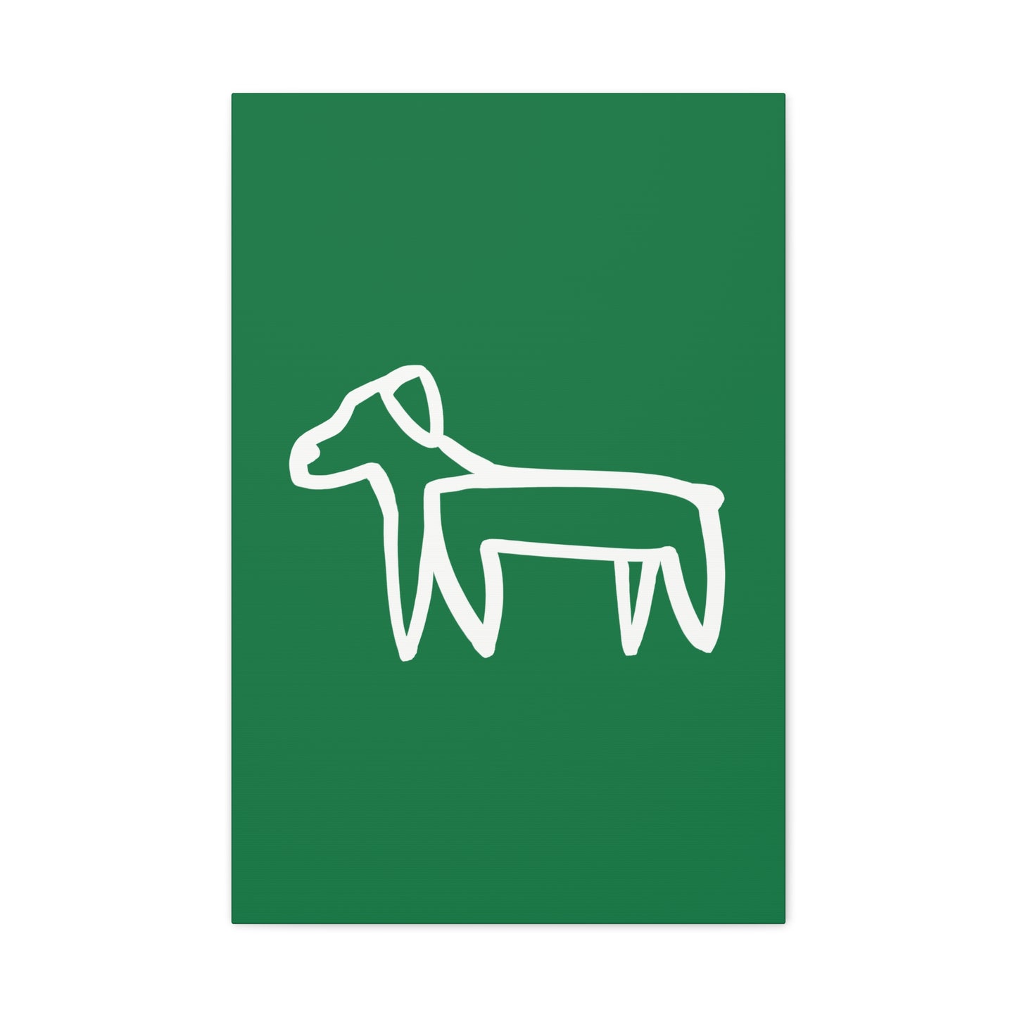 Dog Canvas Print on Green (Transparent Style White Dog) - Dog Art Print