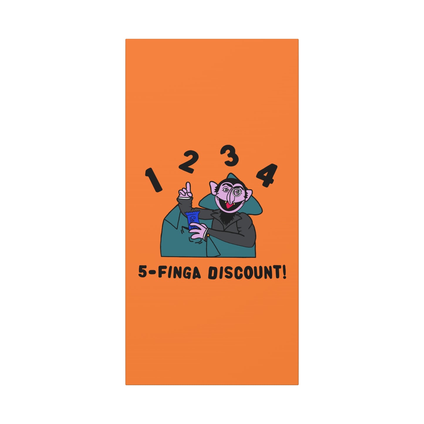 Five Finger Discount Canvas Print Light Orange - Sesame Street The Count Parody Art Print