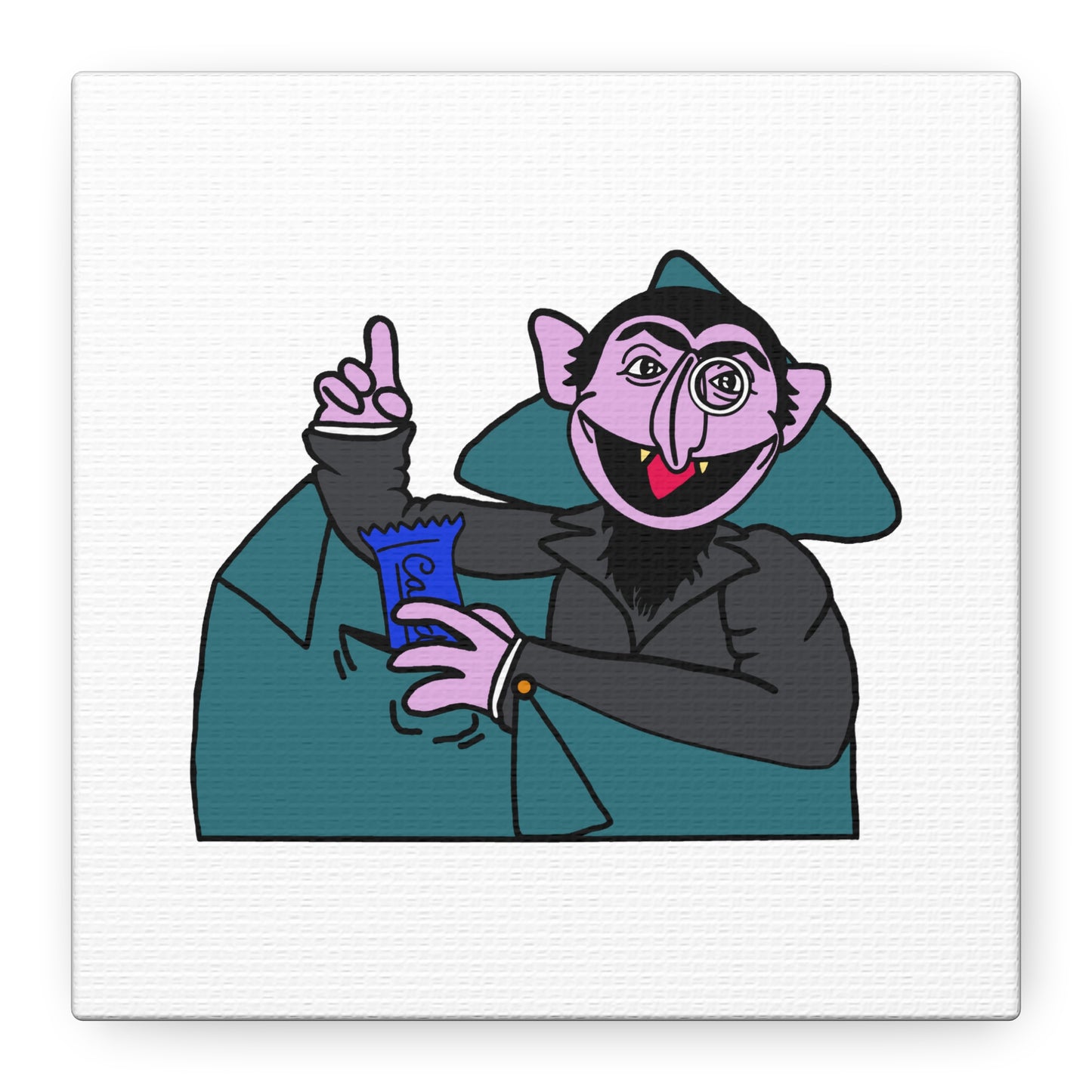 The Count Stealing Candy Canvas Print White - Sesame Street The Count Parody Art