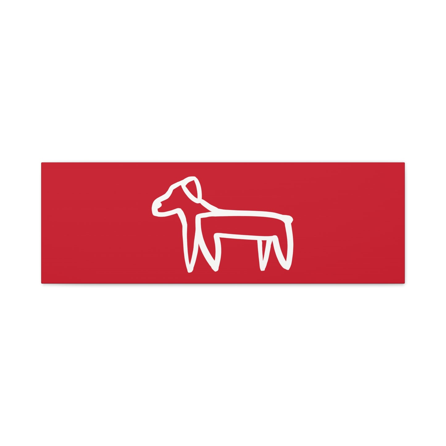Dog Canvas Print on Red (Transparent Style White Dog) - Dog Art Print