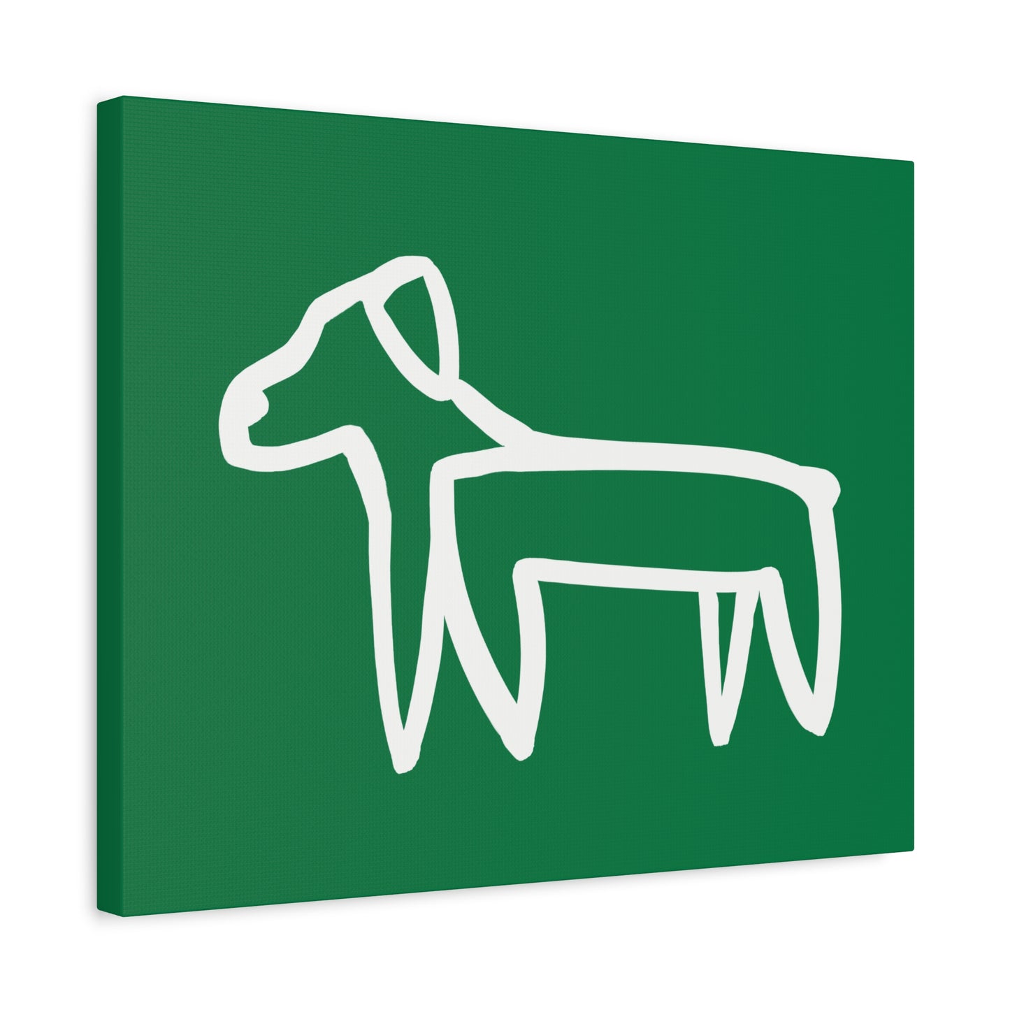 Dog Canvas Print on Green (Transparent Style White Dog) - Dog Art Print