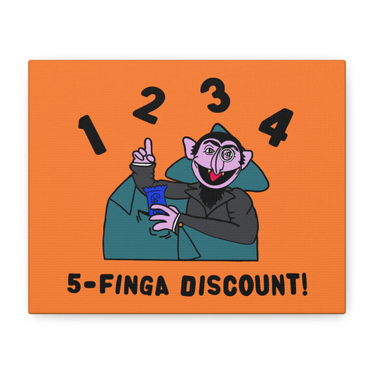 Five Finger Discount Canvas Print Light Orange - Sesame Street The Count Parody Art Print
