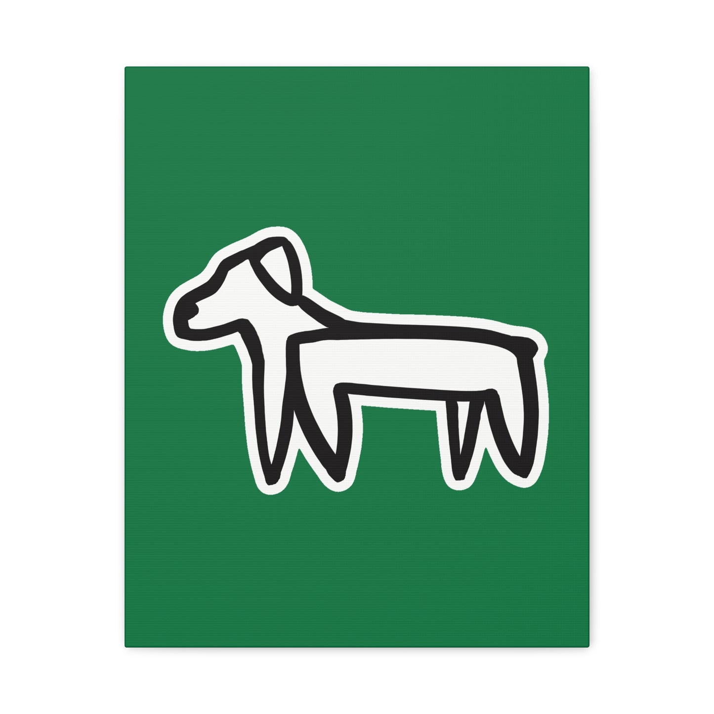 Dog Canvas Print on Green (Sticker Style White Dog) - Dog Art Print