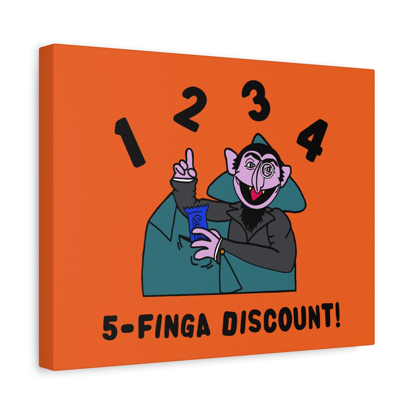 Five Finger Discount Canvas Print Orange - Sesame Street The Count Parody Art Print