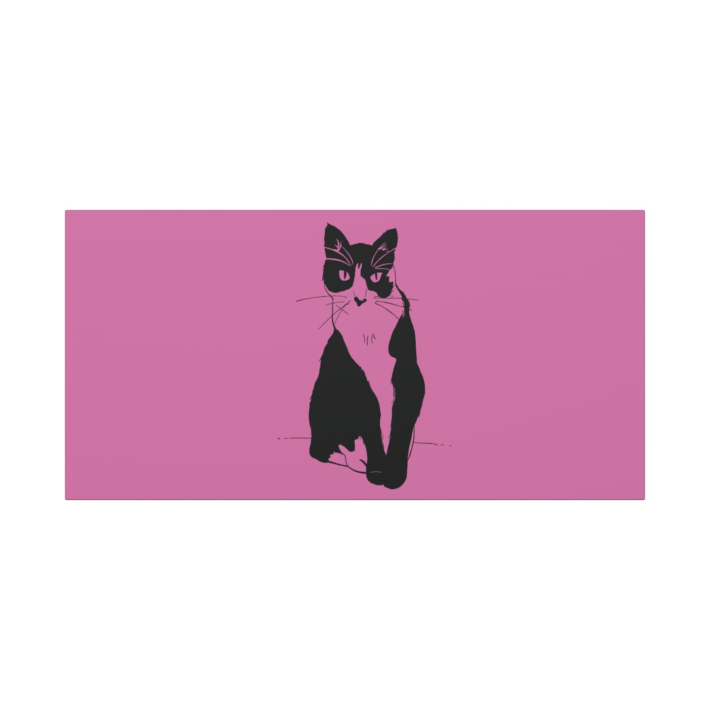Cat Canvas Print on Pink (Transparent Style Cat) - Cat Drawing Art
