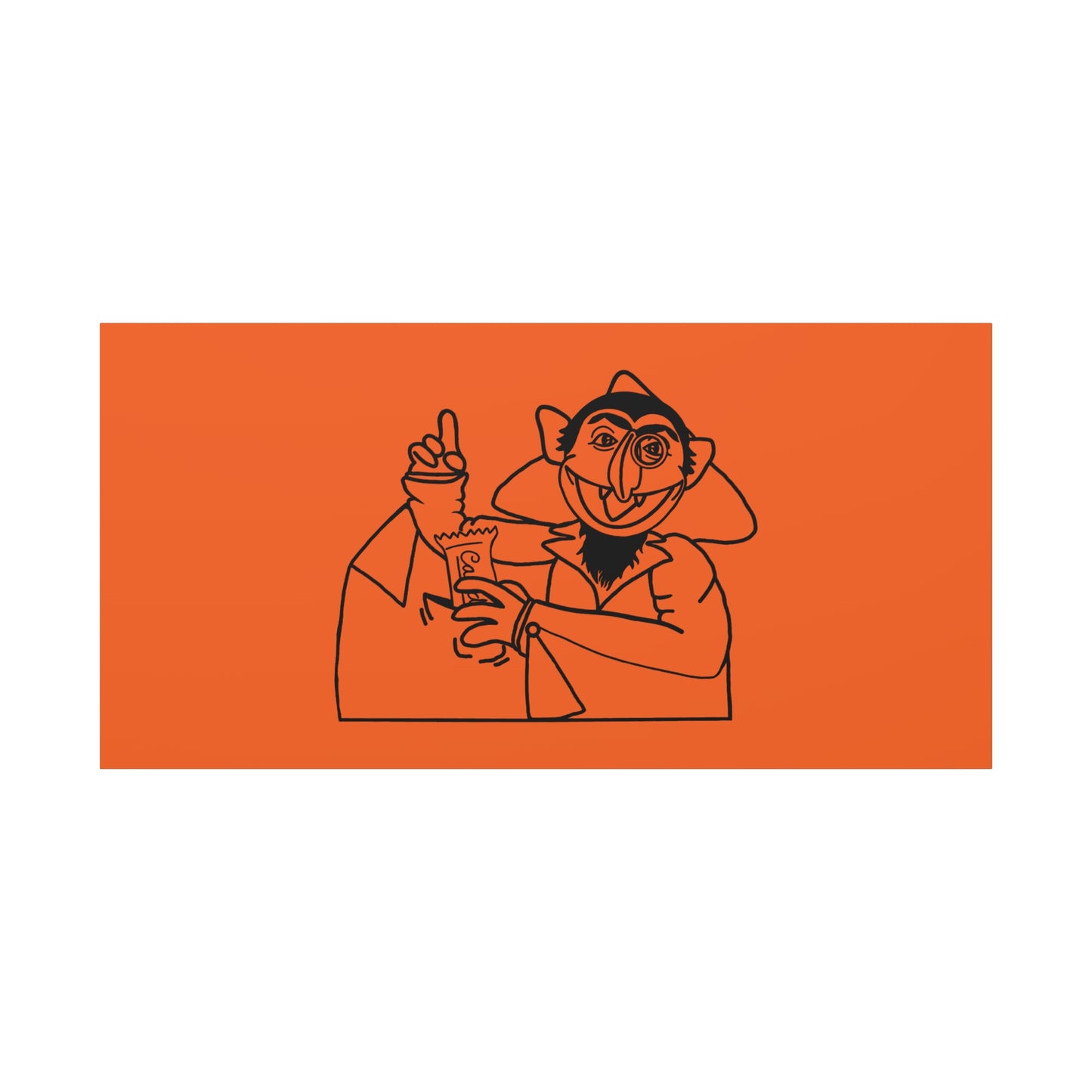 The Count Stealing Candy Outline Canvas Print Orange - Sesame Street The Count Parody Art Print
