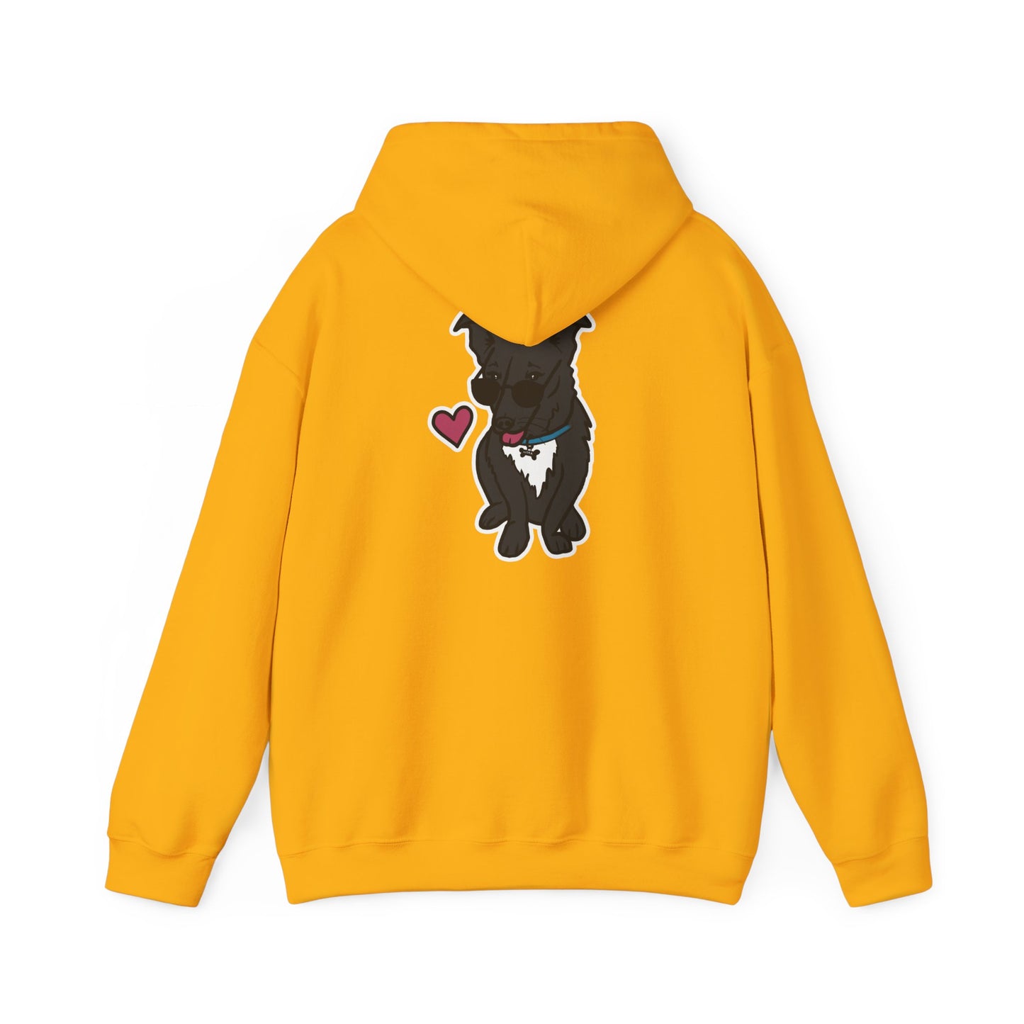 Nora the Dog Heart Hoodie Back Design (Sticker Style Nora) - Nora Hooded Sweatshirt