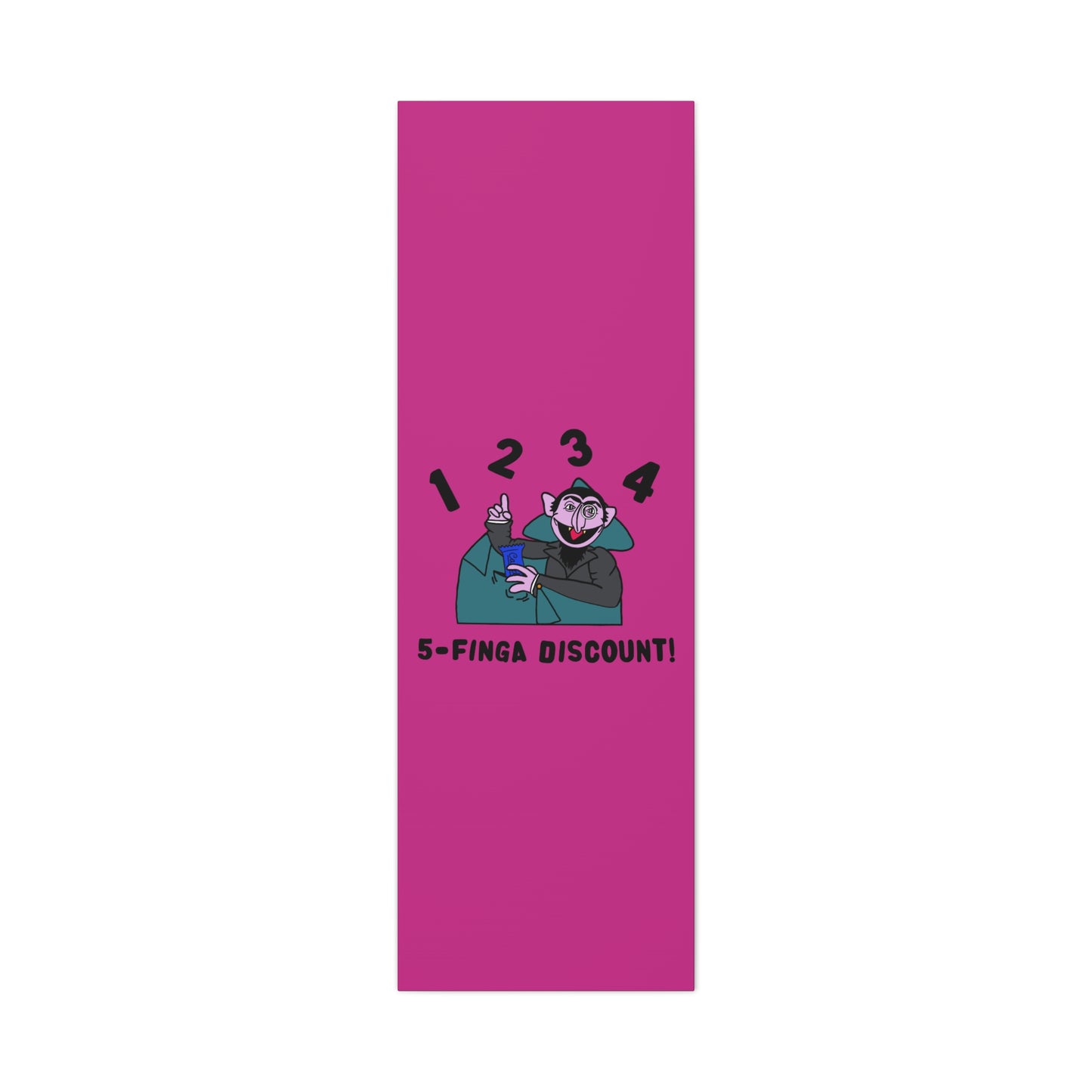 Five Finger Discount Canvas Print Pink - Sesame Street The Count Parody Art Print