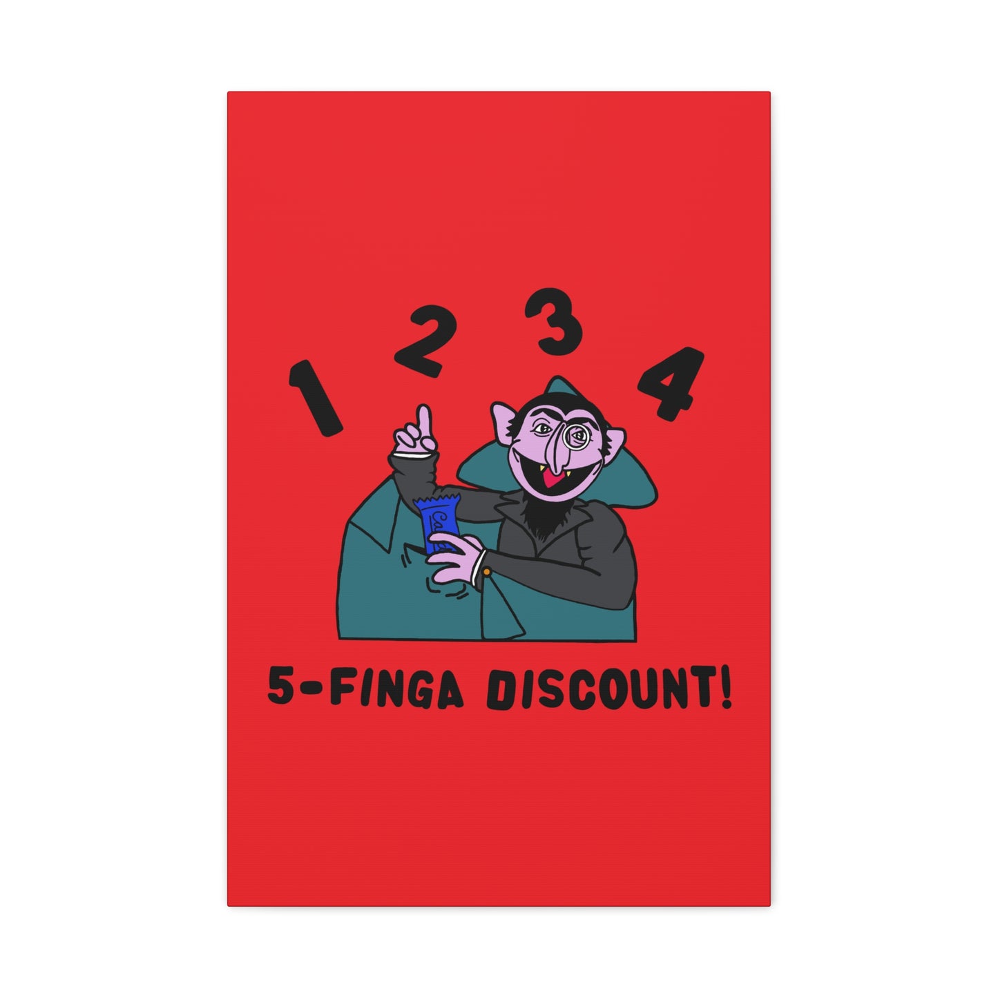 Five Finger Discount Canvas Print Red - Sesame Street The Count Parody Art Print