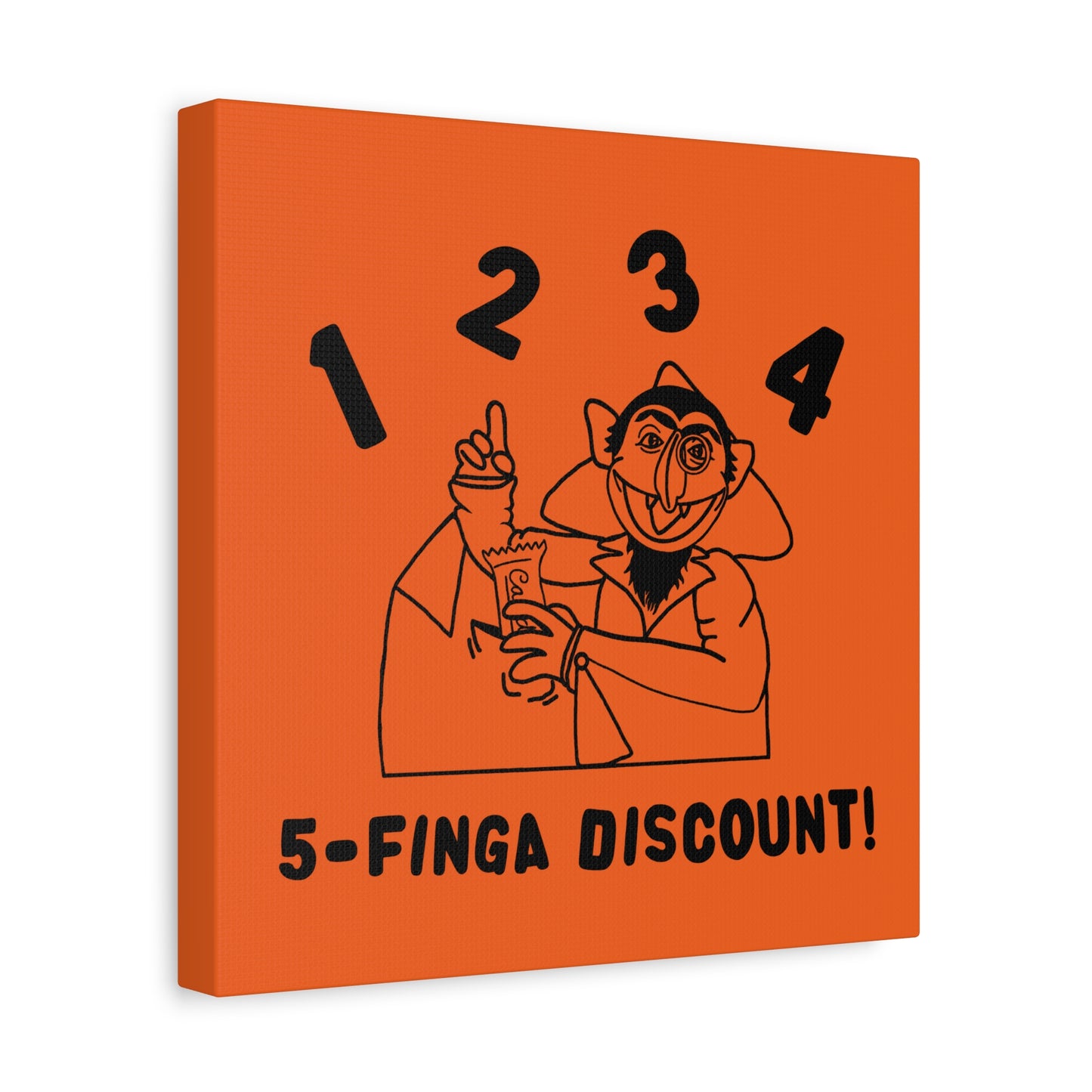 Five Finger Discount Outline Canvas Print Orange - Sesame Street The Count Parody Art Print