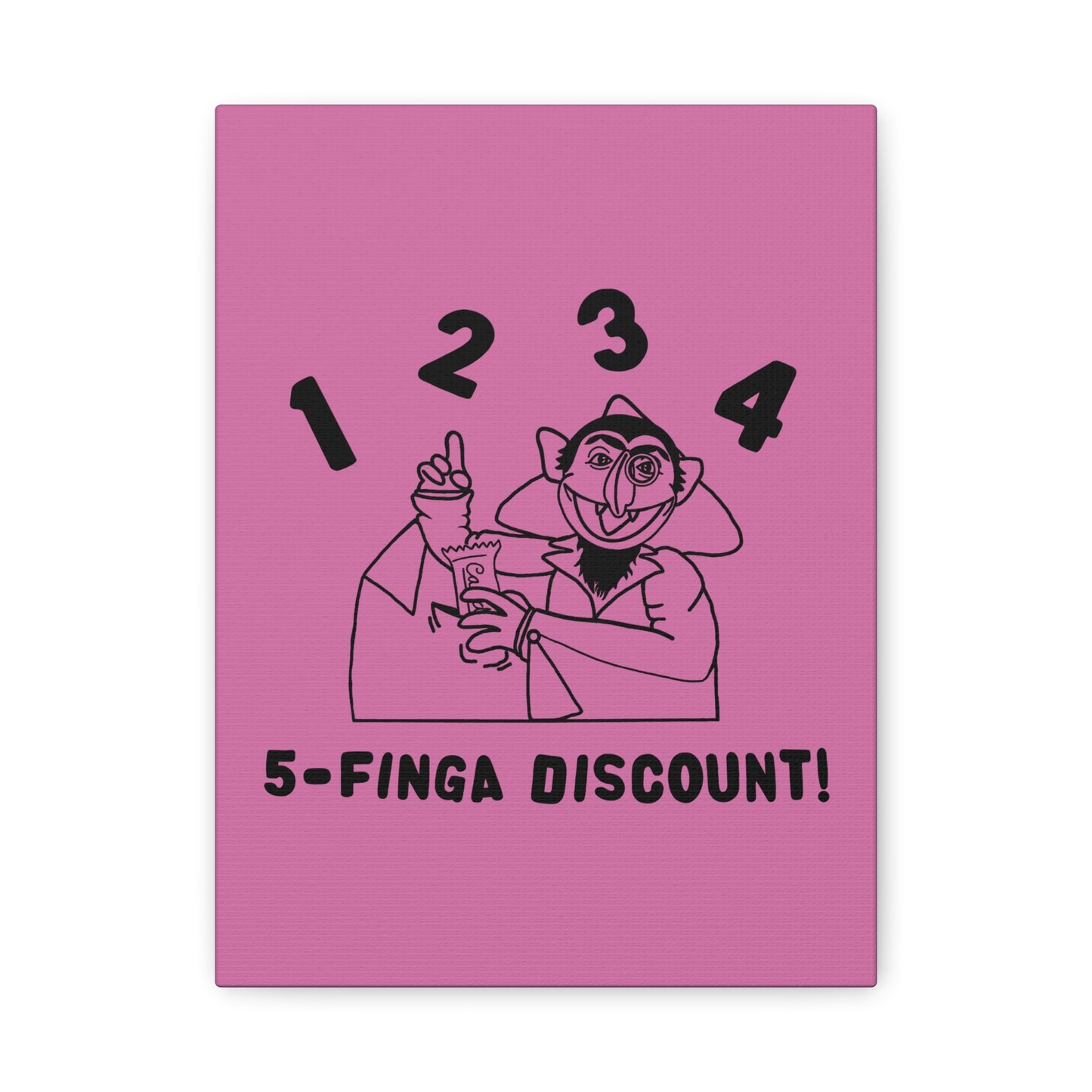 Five Finger Discount Outline Canvas Print Light Pink - Sesame Street The Count Parody Art Print