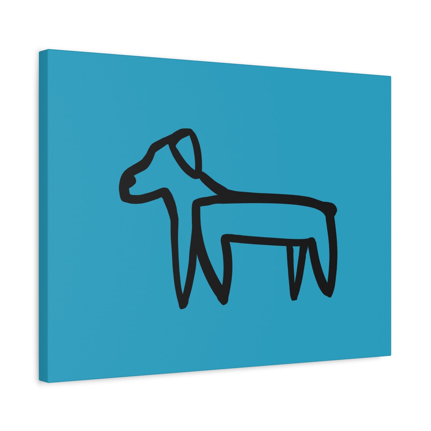Dog Canvas Print on Turquoise (Transparent Style Black Dog) - Dog Drawing Canvas