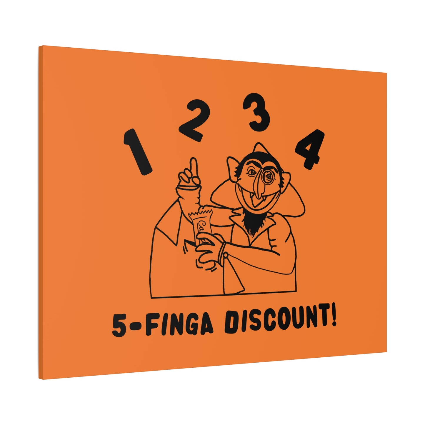 Five Finger Discount Outline Canvas Print Light Orange - Sesame Street The Count Parody Art Print