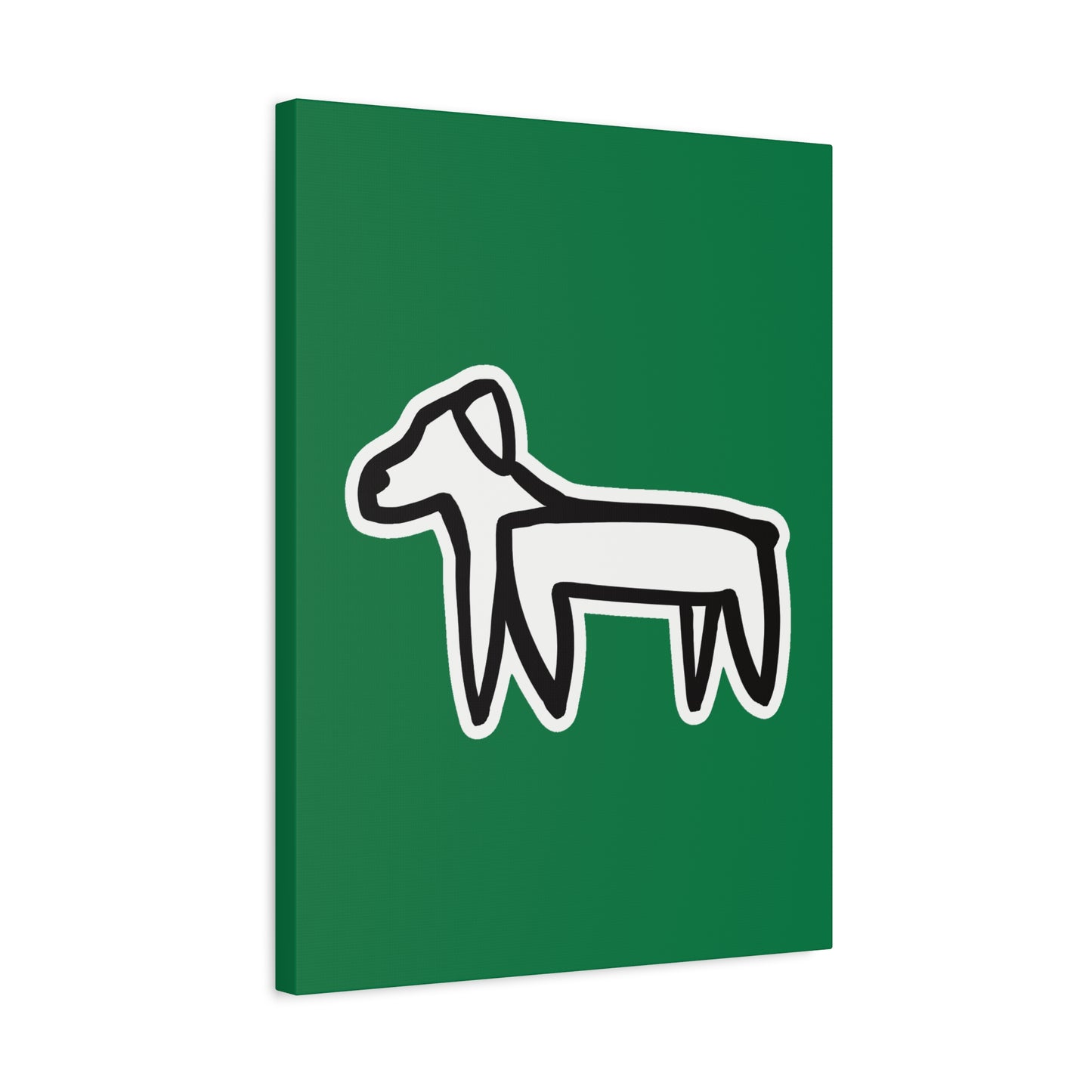 Dog Canvas Print on Green (Sticker Style White Dog) - Dog Art Print