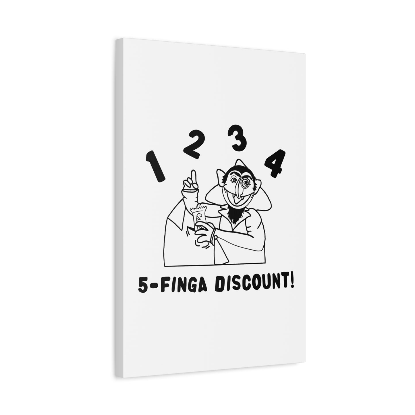 Five Finger Discount Outline Canvas Print White - Sesame Street The Count Parody Art Print