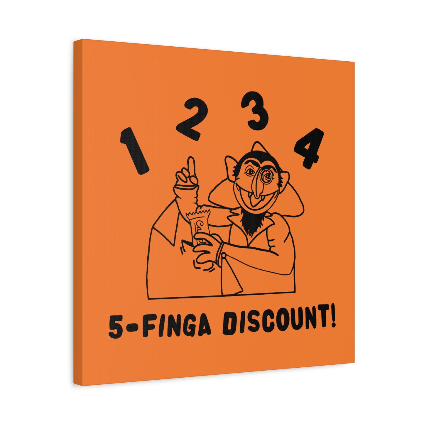 Five Finger Discount Outline Canvas Print Light Orange - Sesame Street The Count Parody Art Print