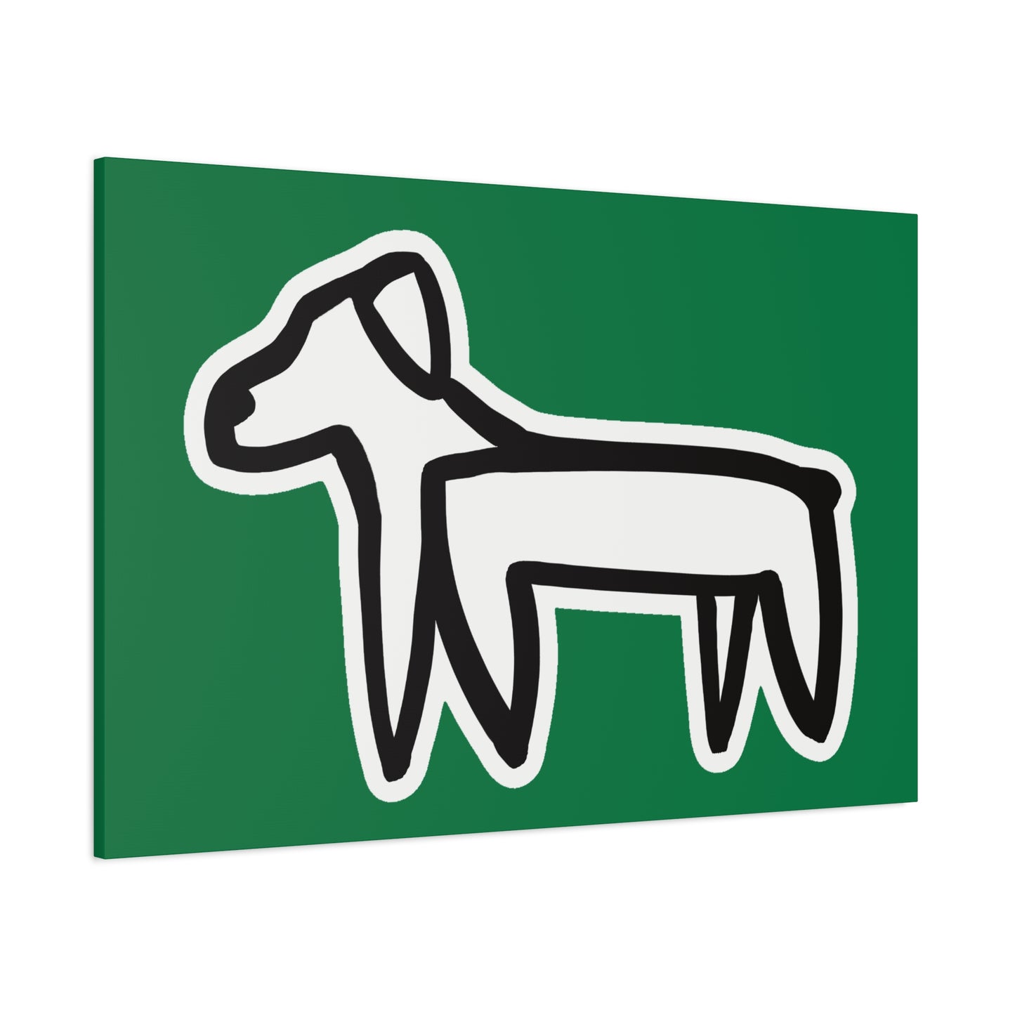 Dog Canvas Print on Green (Sticker Style White Dog) - Dog Art Print