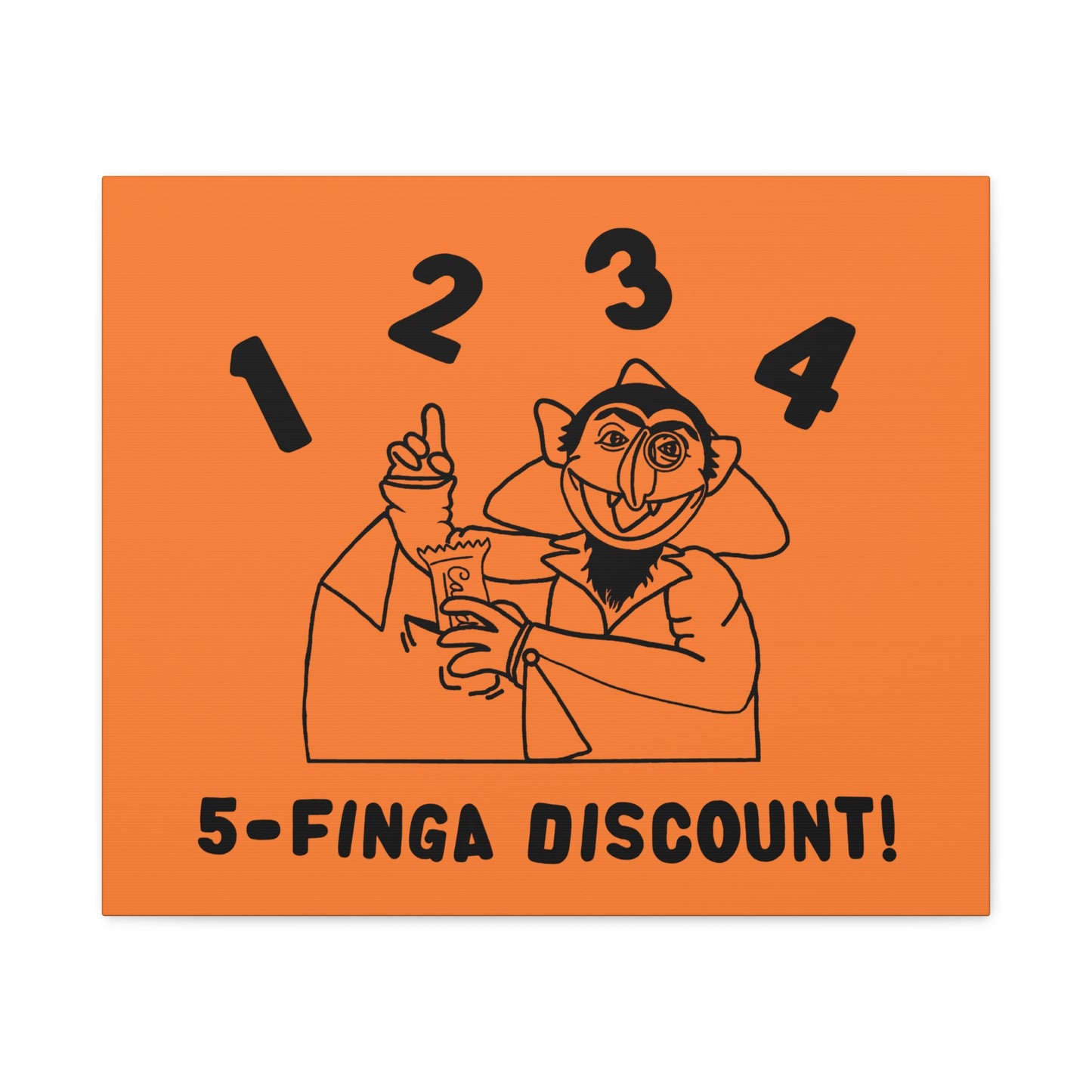 Five Finger Discount Outline Canvas Print Light Orange - Sesame Street The Count Parody Art Print