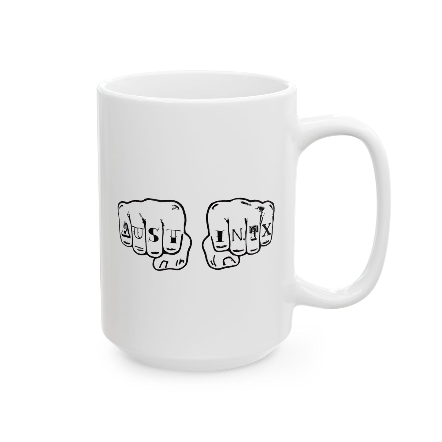 Austin Texas Knuckle Tats Tattooed Fists Mug