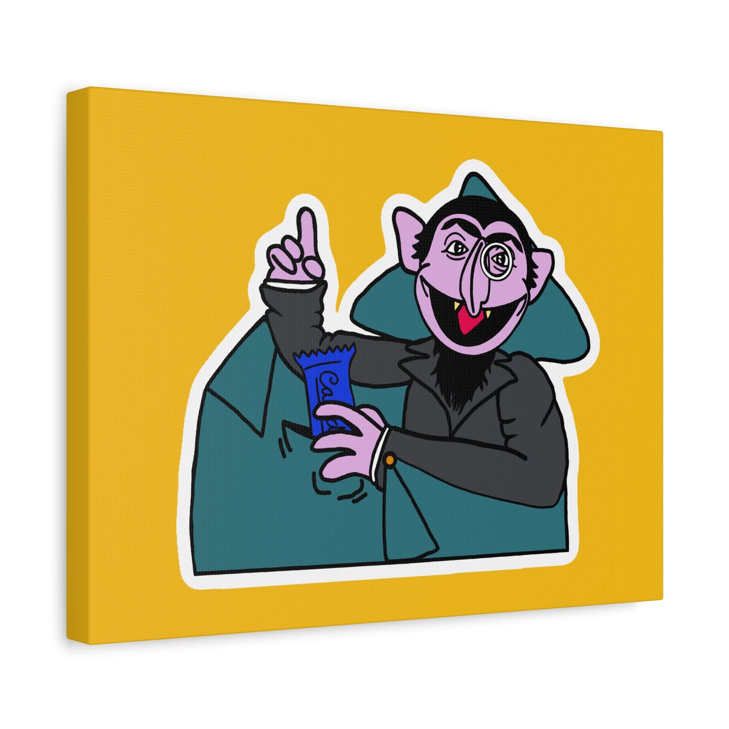 The Count Stealing Candy Canvas Print Yellow - Sesame Street The Count Parody Art