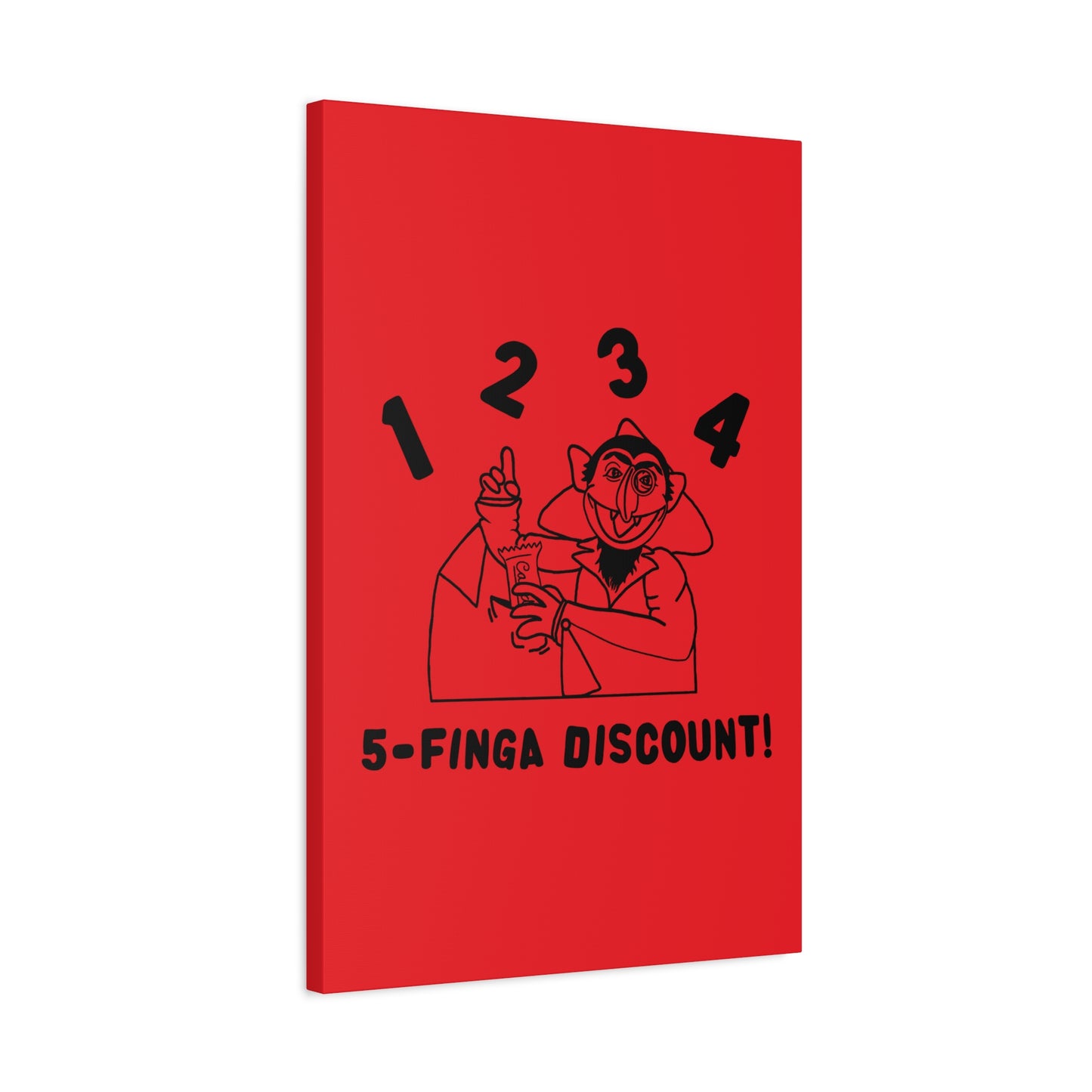 Five Finger Discount Outline Canvas Print Red - Sesame Street The Count Parody Art Print