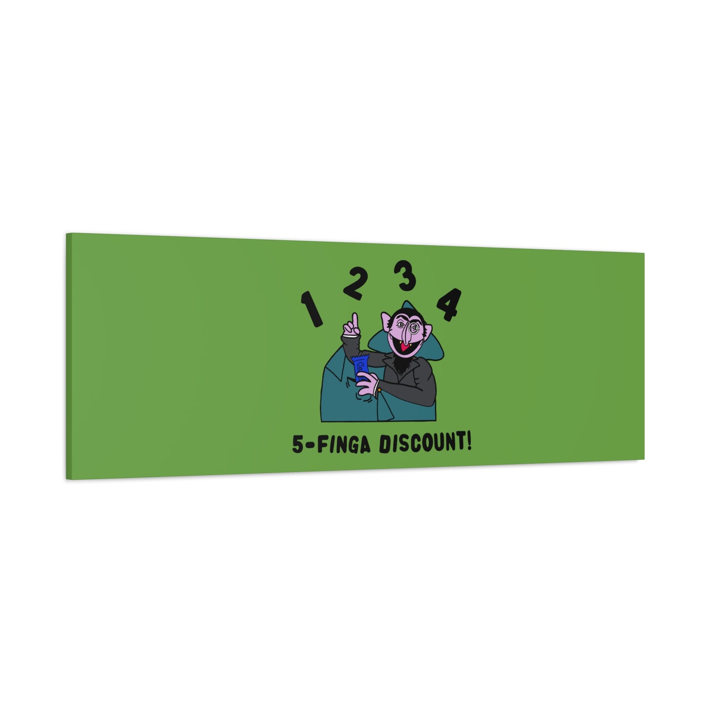 Five Finger Discount Canvas Print Green - Sesame Street The Count Parody Art Print