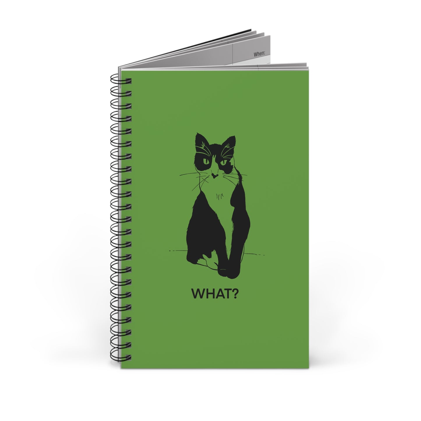 Cattitude Notebook in Light Green (Transparent Style Cat) - Cat Spiral Notebook
