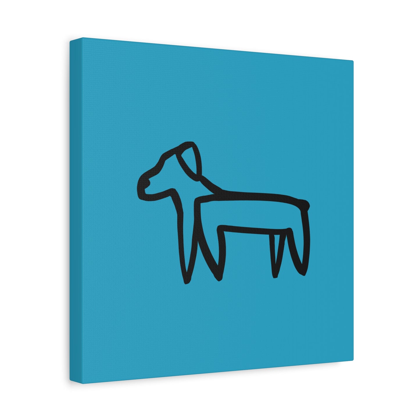 Dog Canvas Print on Turquoise (Transparent Style Black Dog) - Dog Drawing Canvas
