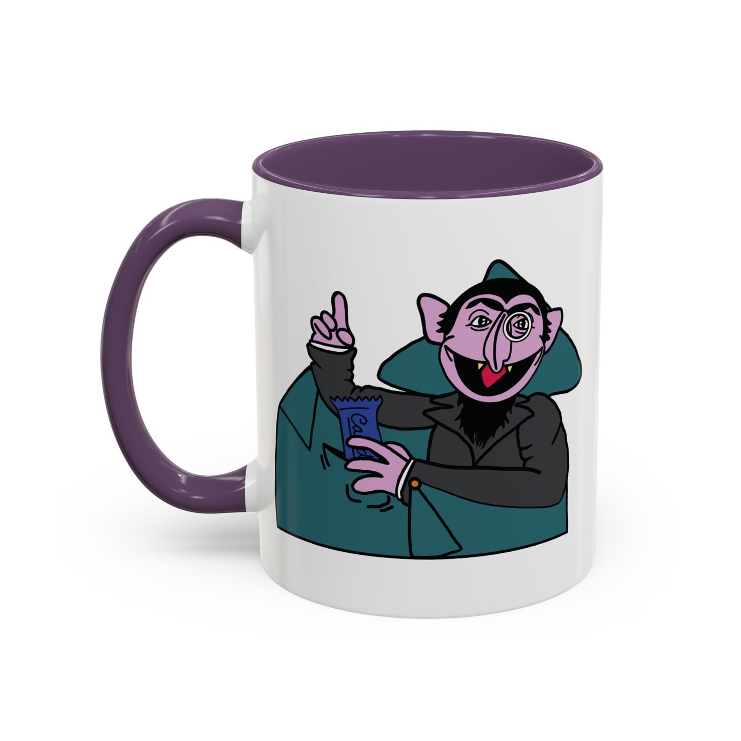 The Count Stealing Candy Accent Mug - Sesame Street The Count Parody Coffee Mug