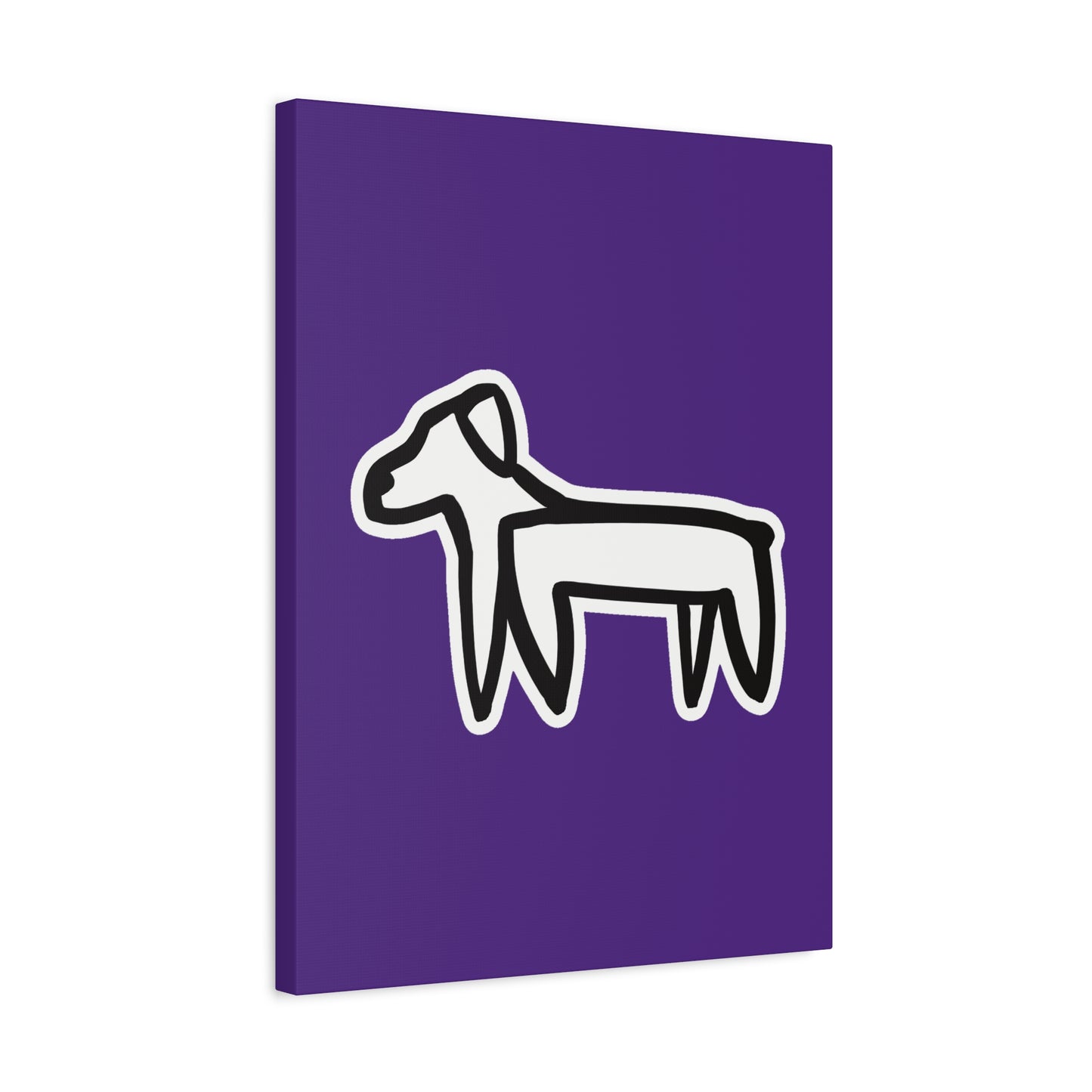 Dog Canvas Print on Purple (Sticker Style White Dog) - Dog Art Print