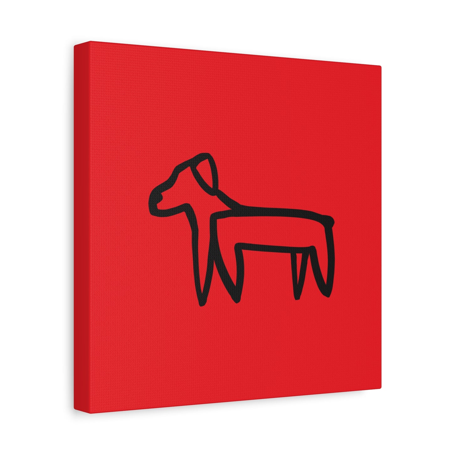 Dog Canvas Print on Red (Transparent Style Black Dog) - Dog Drawing Canvas