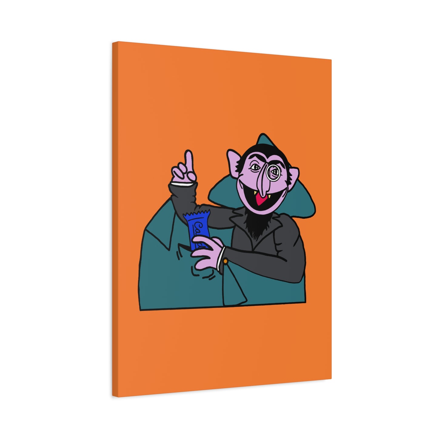 The Count Stealing Candy Canvas Print Orange - Sesame Street The Count Parody Art