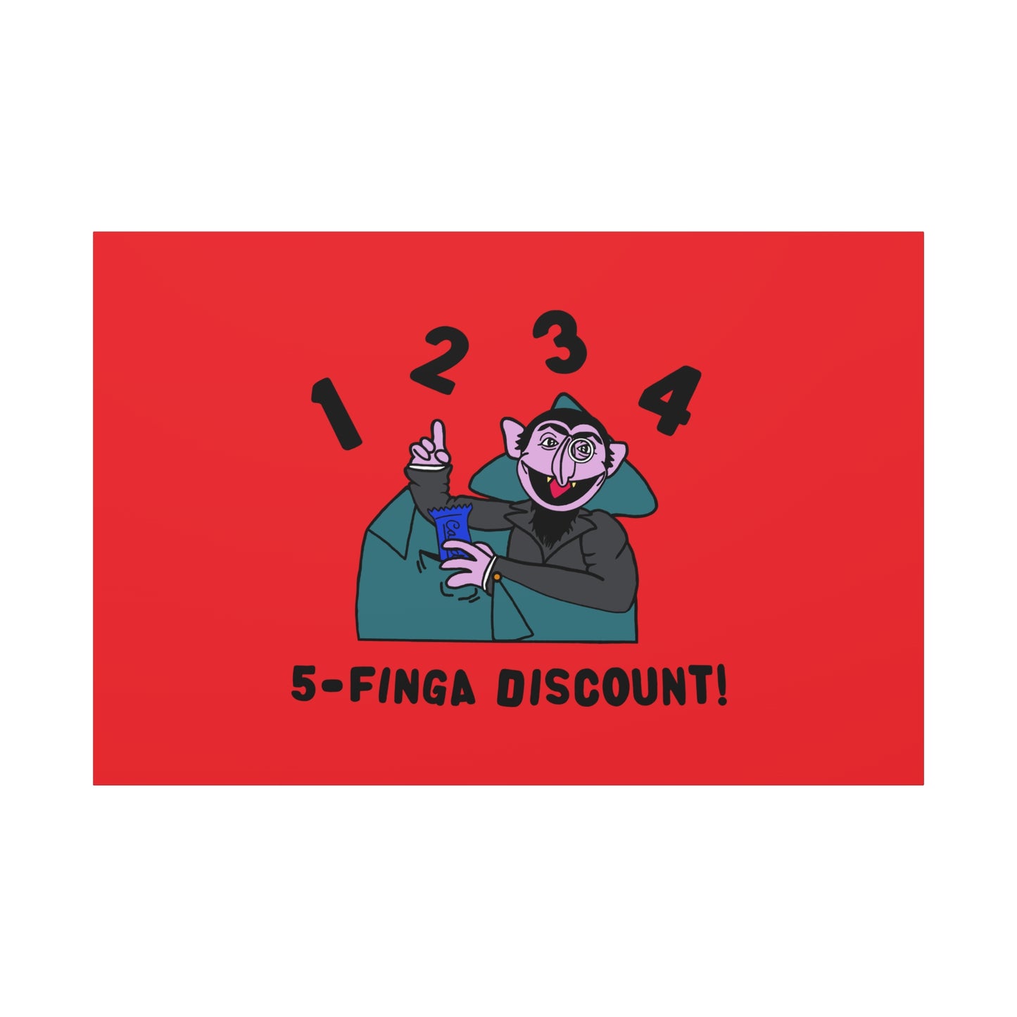 Five Finger Discount Canvas Print Red - Sesame Street The Count Parody Art Print