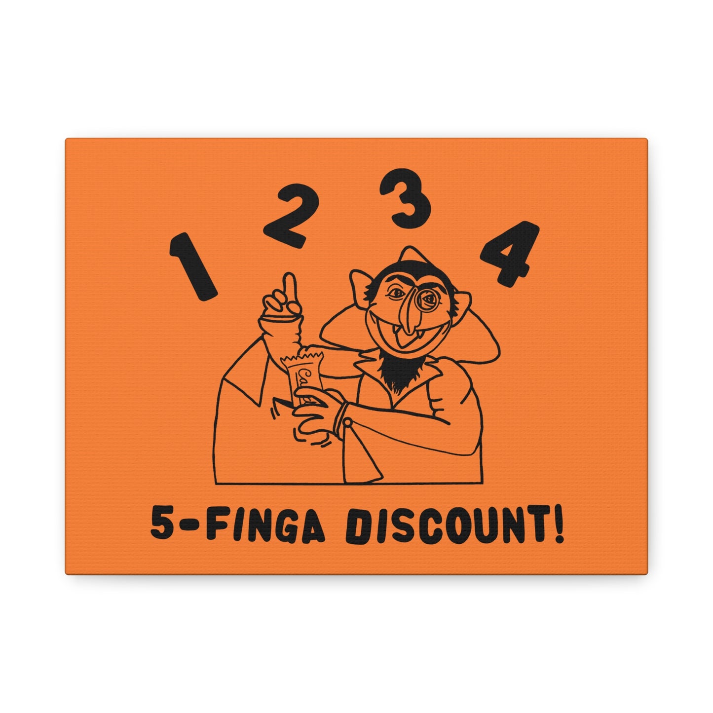 Five Finger Discount Outline Canvas Print Light Orange - Sesame Street The Count Parody Art Print