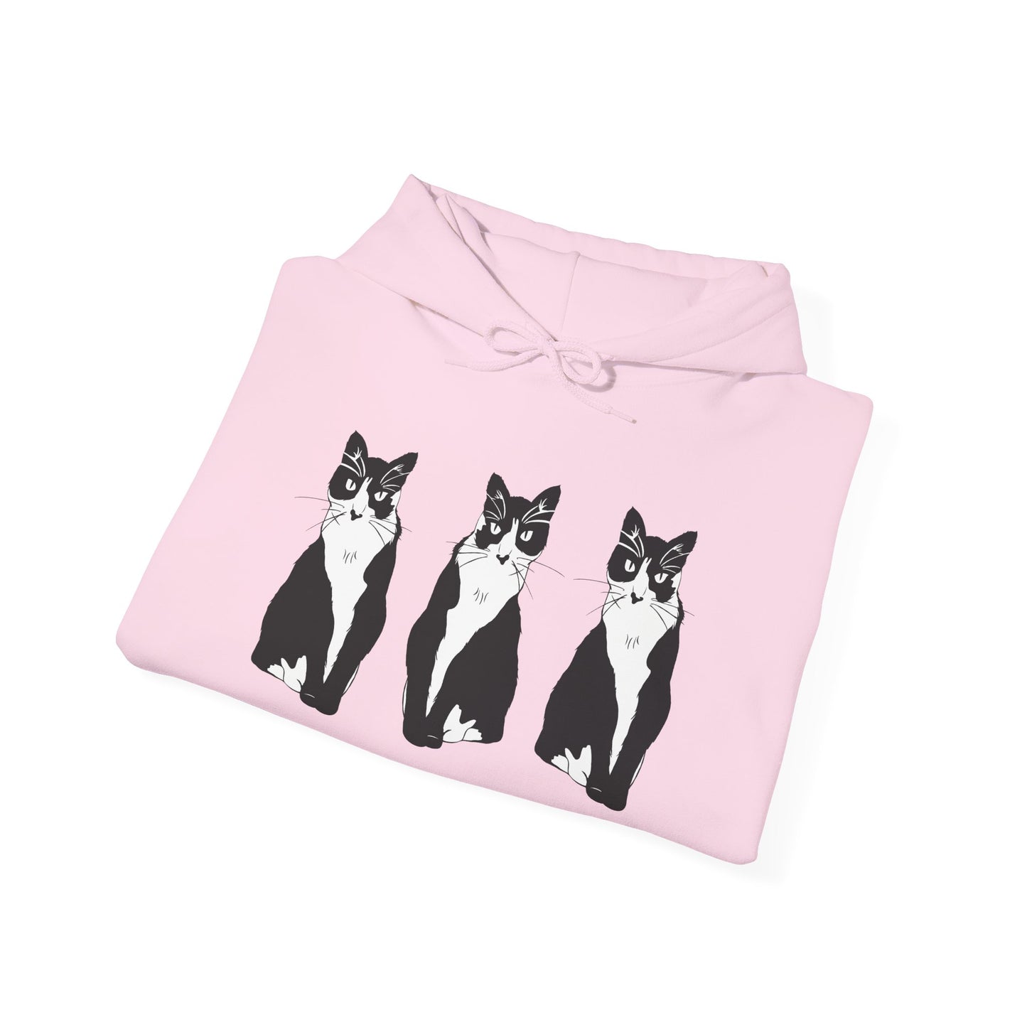 Cat x3 Hoodie (B&W Style Cat) - Cat Hooded Sweatshirt